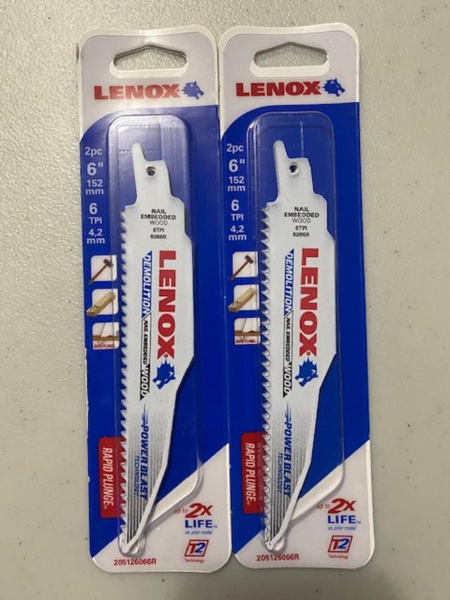 Lenox 205126066R 6" x 6TPI Demolition Reciprocating Saw Blades 2-2pks USA