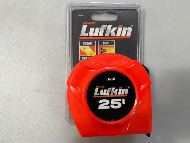 Lufkin L625N Orange Yellow Clad Power Return Measure Tape 1 in. x 25 ft.