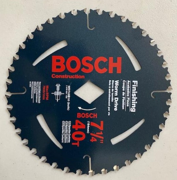 Bosch WD740B 7-1/4" x 40 Tooth Carbide Tooth Circular Saw Blade Worm Drive USA